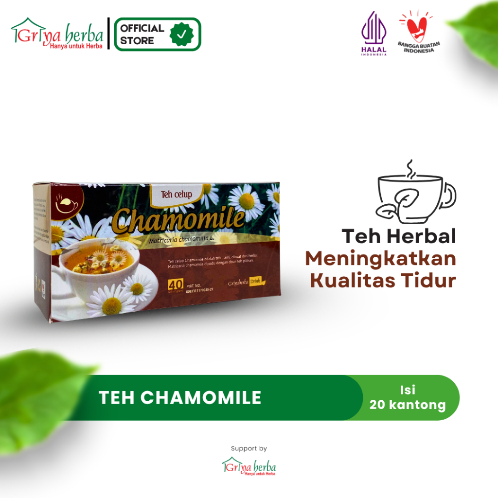 

Teh herbal Chamomile griya herba isi 20 teh celup kaya antioksidan