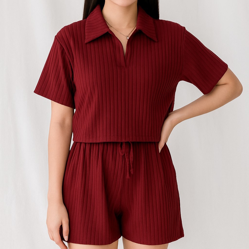 Set Siera Knit Hornet / Setelan Pendek Knit Premium