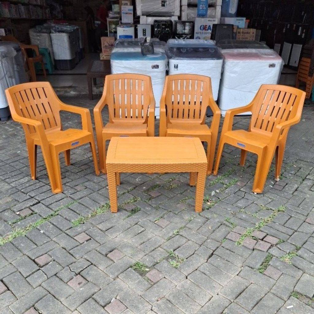 [KARGO] KURSI TAMU OLYMPLAST 507W, 4 KURSI 507W dan 1 MEJA OSTR / KURSI TAMU / KURSI PLASTIK