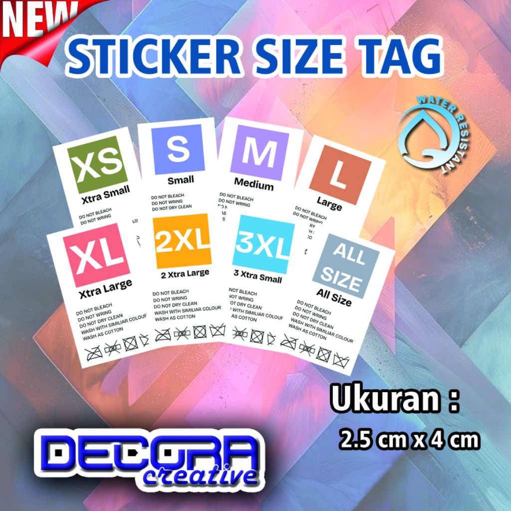 

(12 PCS) STICKER LABEL CROMO WARNA SIZE TAG BAJU PAKAIAN TSHIRT