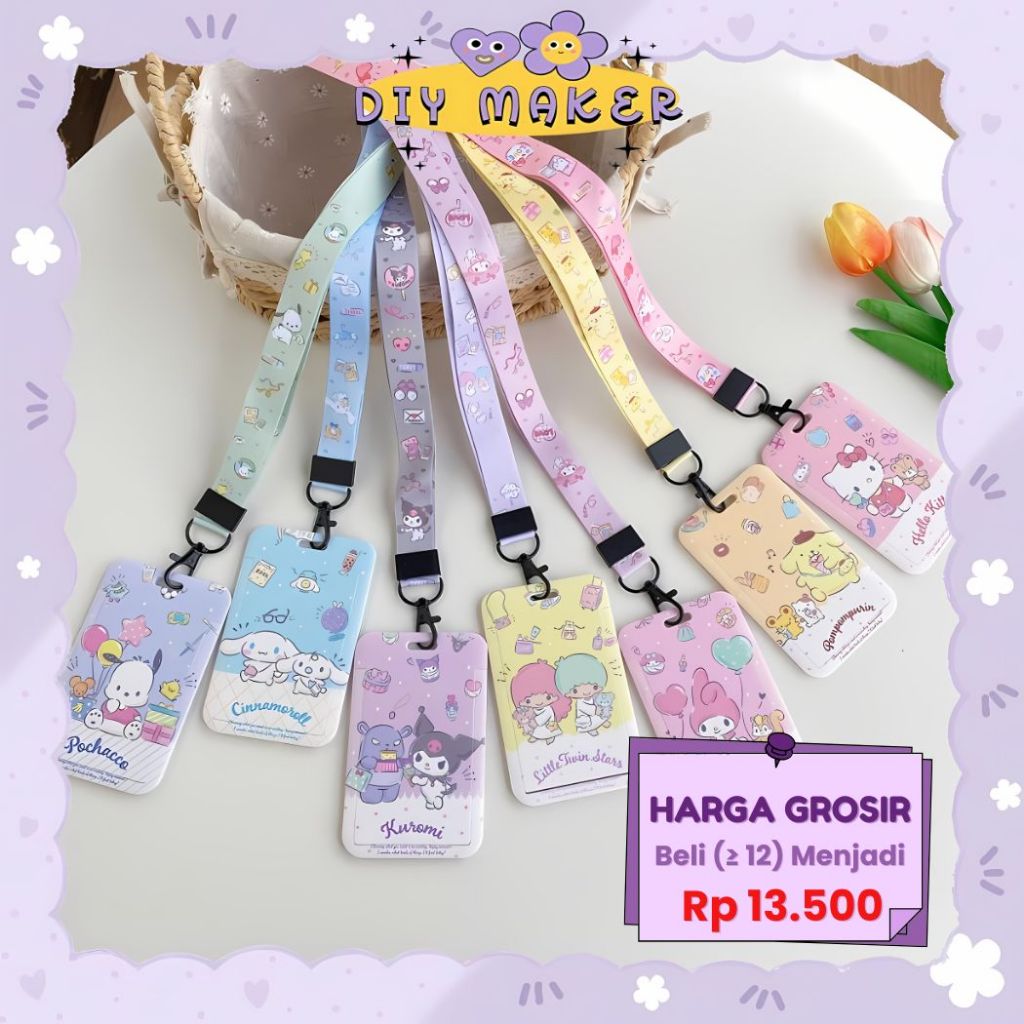 

DM Gantungan Kartu Akses Kartu Kerja Tali Kartu Nama ID Card Holder Cute Name Tag Card Transparant