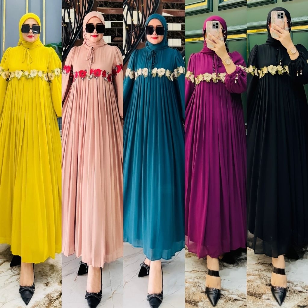 SHR ORI READY DRESS SABRINA BORDIR FREE HIJAB BY SHR ORI