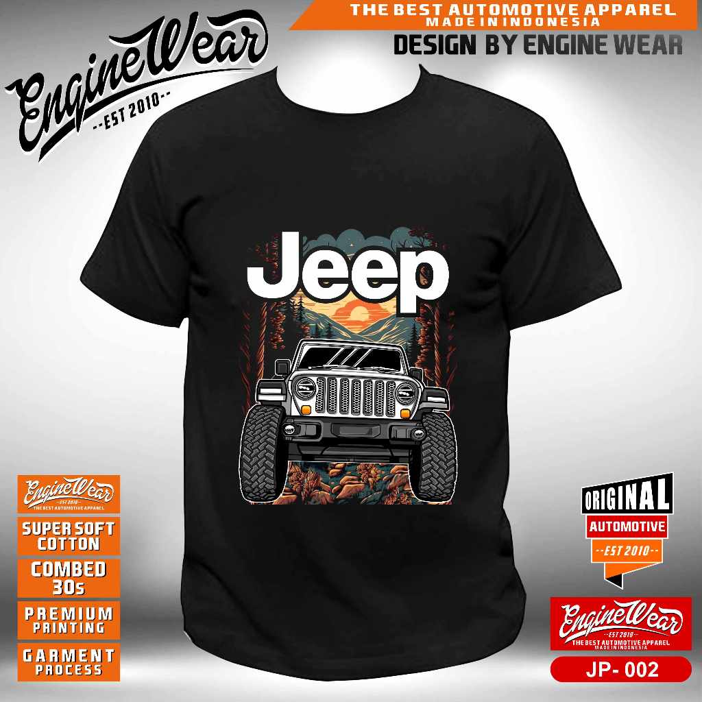 Kaos rubicon Tshirt Jeep mobil Baju Offroad 4x4 4WD Four wheel drive CJ7 cj6 Cherokee willys wrangle