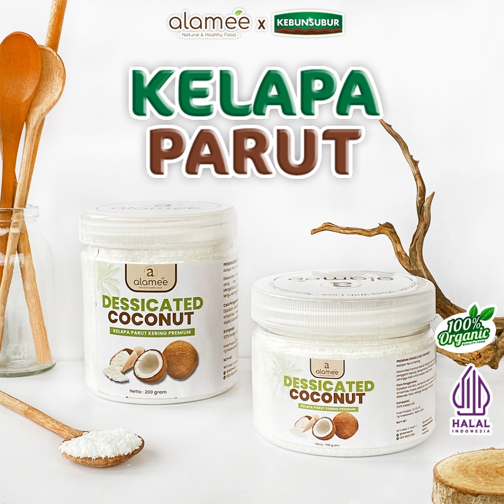 

ALAMEE Dessicate Coconut Kelapa Parut Kering Coconut Flakes Topping Kue Kelapa Kering 200gr kebunsurbur