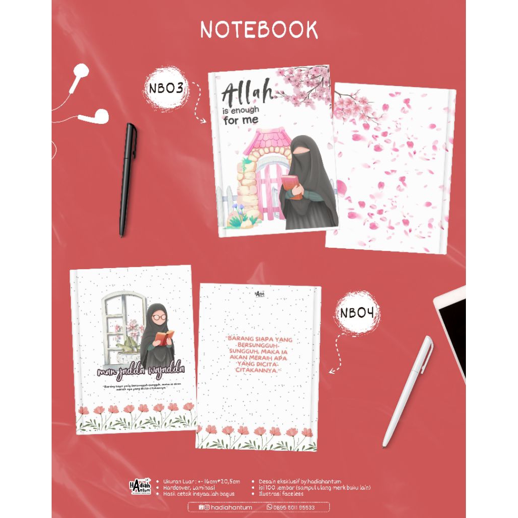 

Notebook Buku Catatan Muslimah Islami Hardcover and Notebook Custom Isi 100 Lembar Kwarto