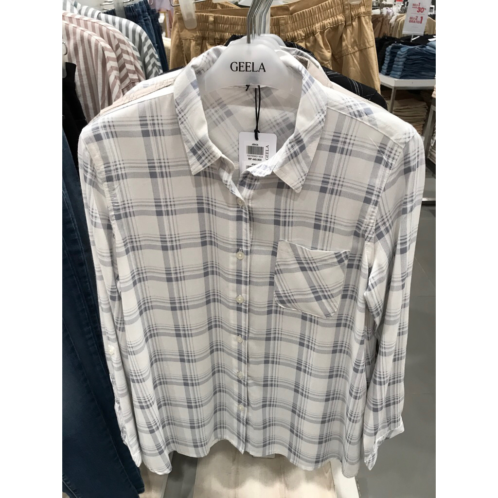 Geela kemeja wanita kotak-kotak Jesica S-2XL