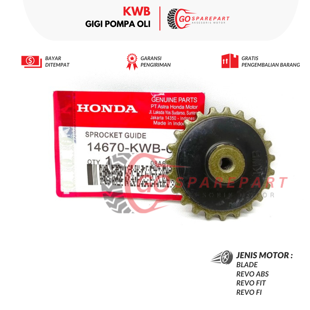 KWB GIGI POMPA OLI MOTOR HONDA BLADE / GEAR POMPA OLI MOTOR REVO ABS / POMPA OLI / GIGI POMPA / SUKU