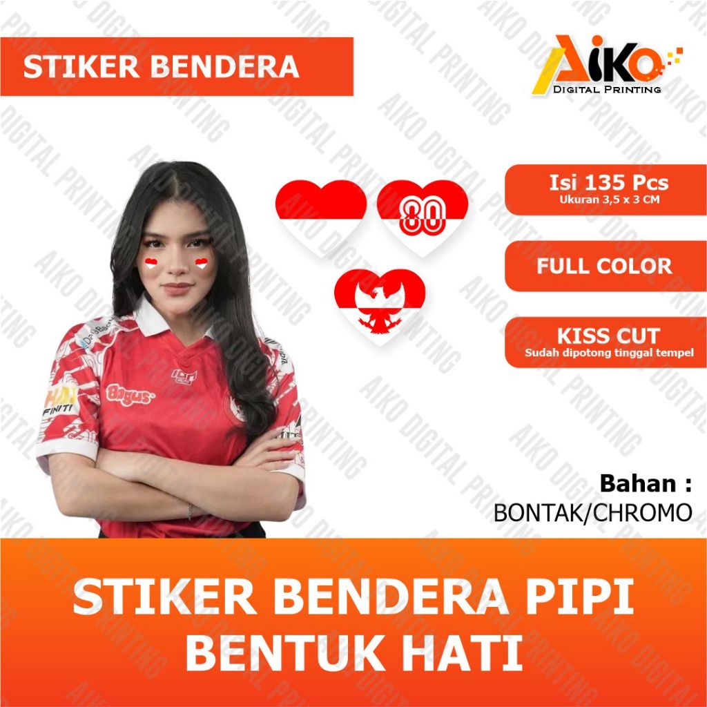 

STIKER BENDERA PIPI BENTUK HATI A3+ | STIKER MERAH PUTIH