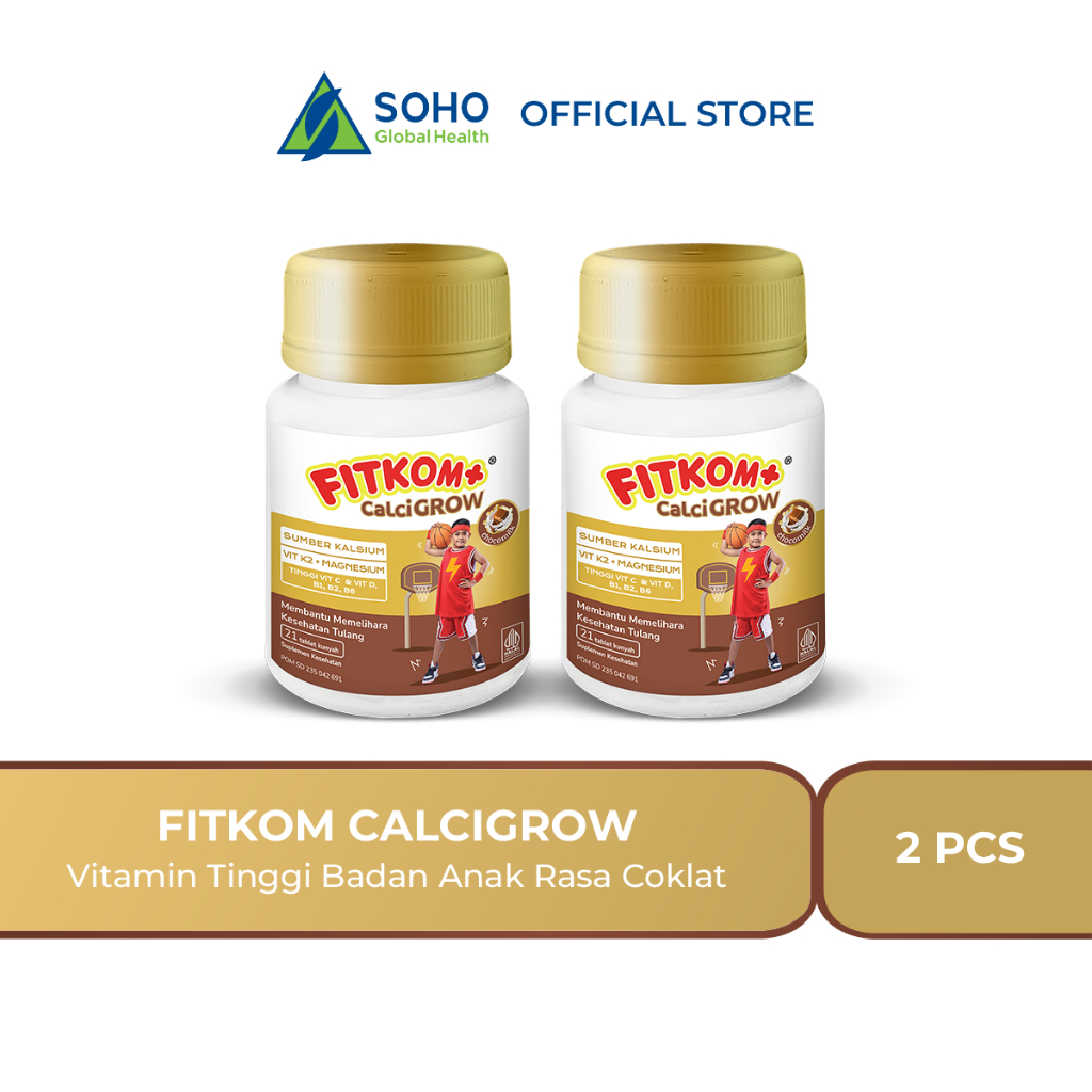 Fitkom CalciGROW Tablet Hisap Suplemen Kesehatan Tulang Anak - Paket isi 2