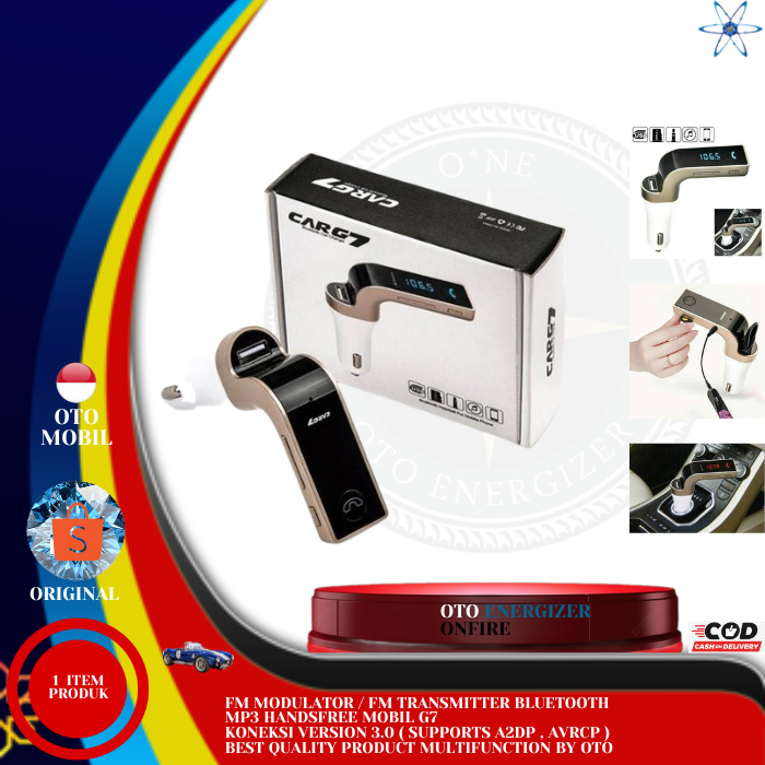 FM Modulator FM Transmitter Bluetooth MP3 Handsfree Mobil G7