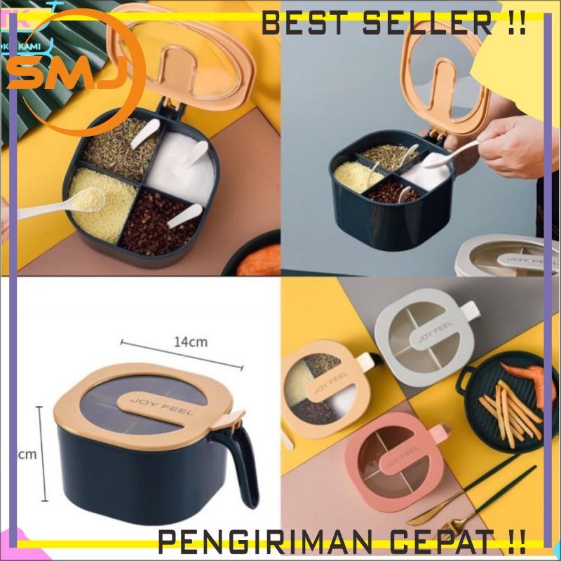 Toples Tempat Bumbu Dapur Plastik Set Sekat 4 4in1 + Sendok