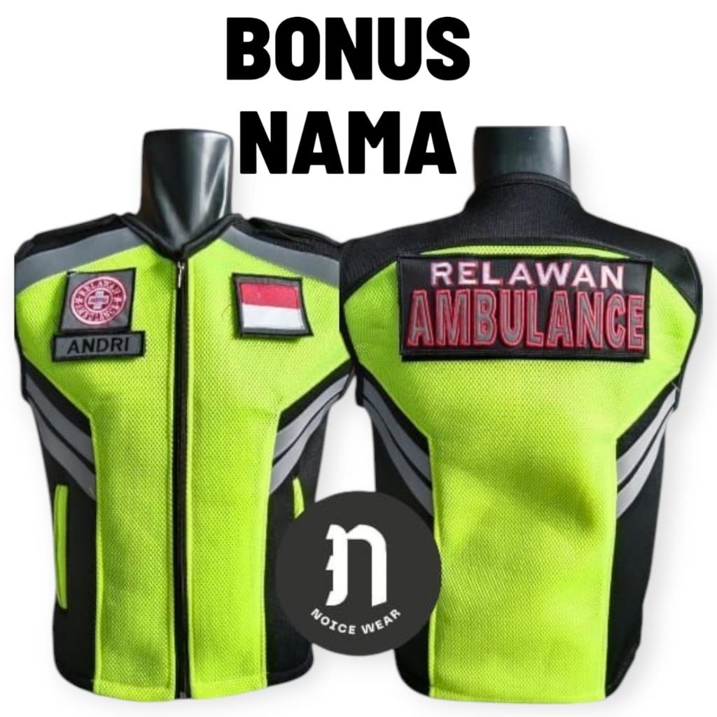 Gratis Nama Rompi Relawan Ambulance Patwal Bahan Doubel Mesh Tebal Bisa Cod