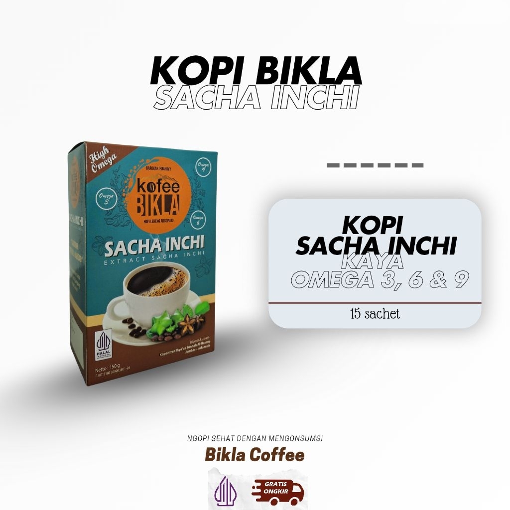 

kopi Bikla Sacha Inchi Kaya Omega 3,6 dan 9. kemasan Box 15 sachet