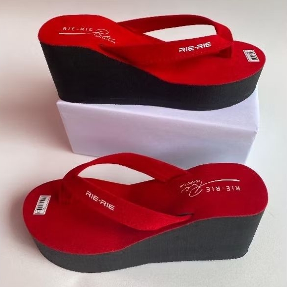 Sandal Wanita Wedges Spon Tinggi 9 cm Bludru