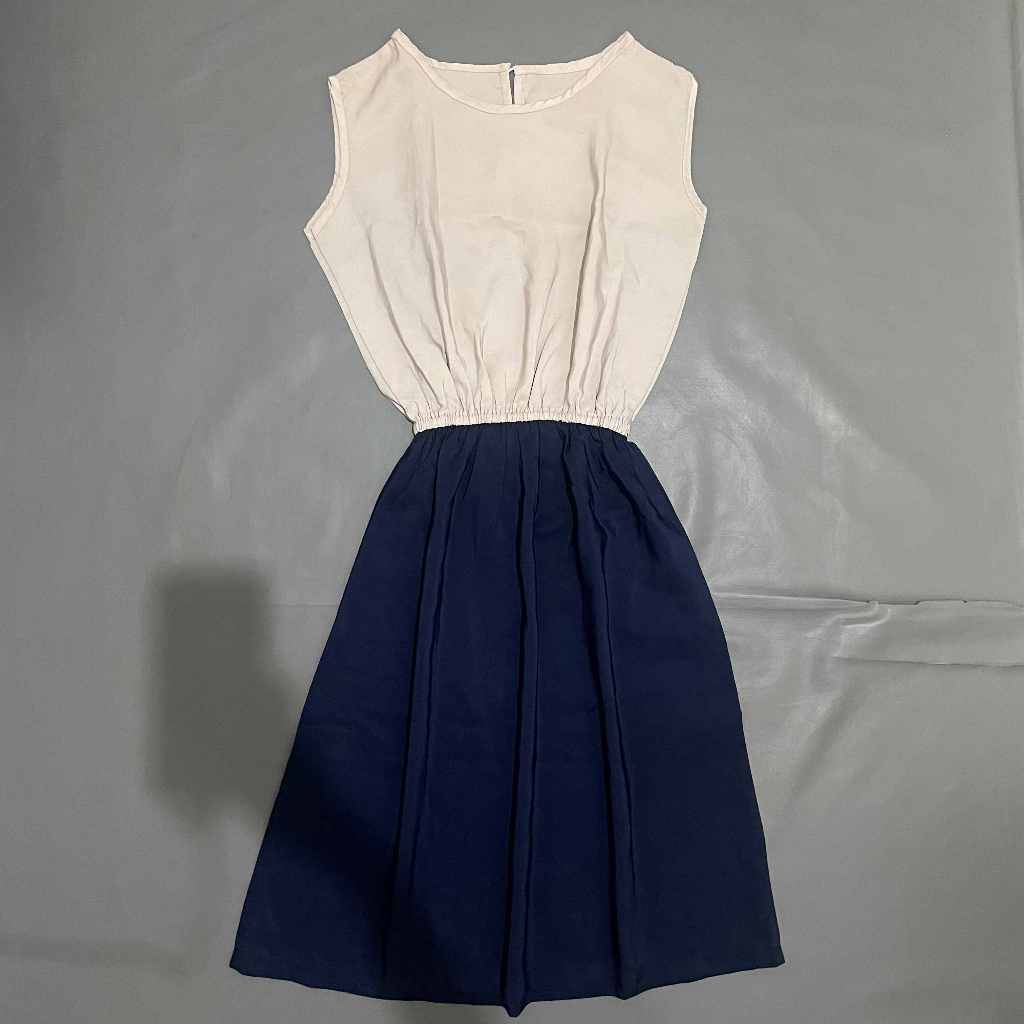 DEWASA C037 (NO BRAND, PRELOVED) Dress Pendek Mini Midi O Neck Tangan Lengan Kutung Sifon Chiffon Ti