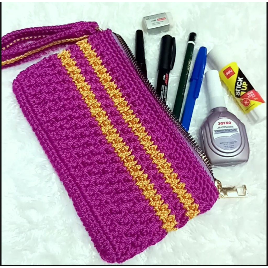 

tempat pensil rajut, pensil case rajut handmade