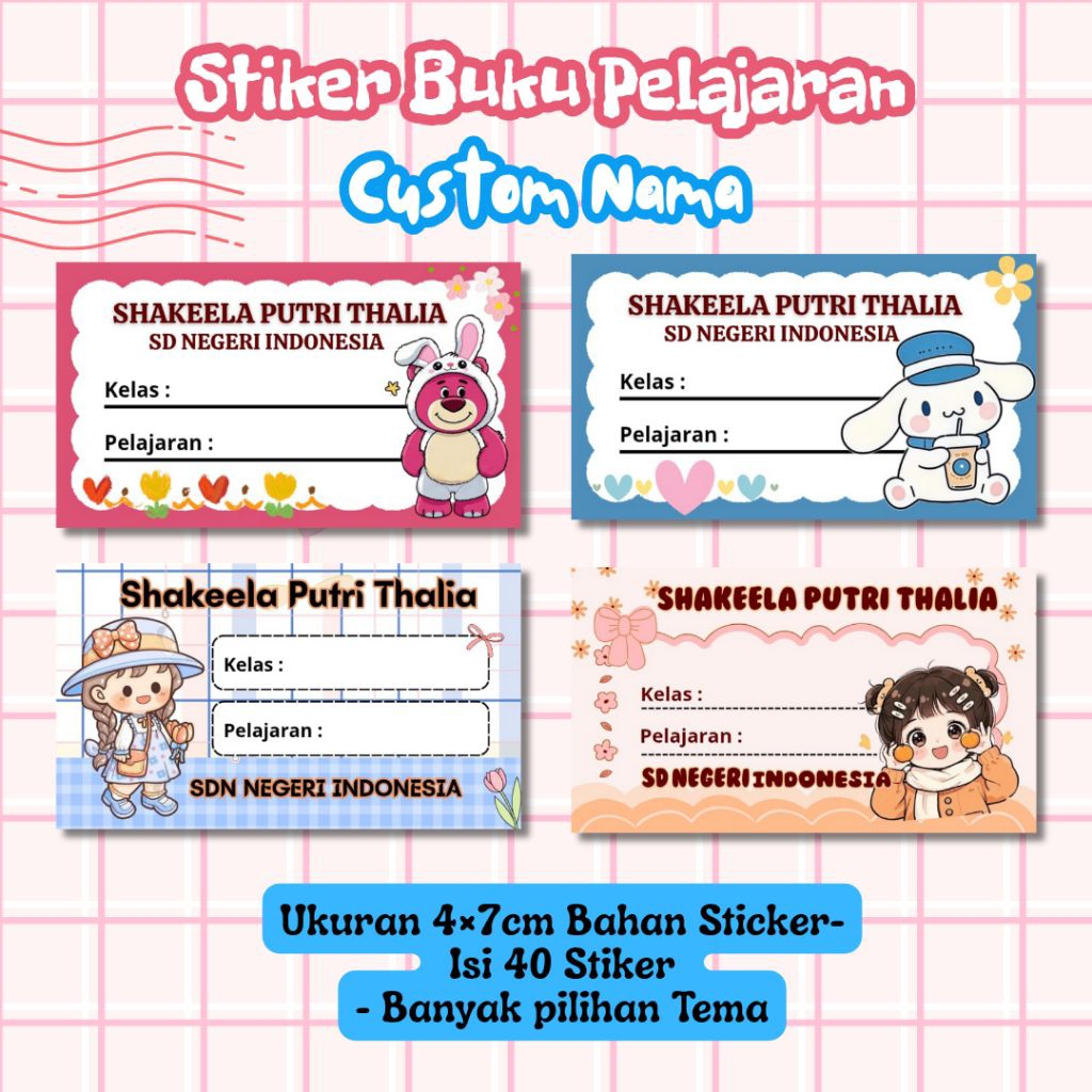 

(isi 40pcs) STIKER LABEL BUKU PELAJARAN CUSTOM NAMA - STIKER MAP