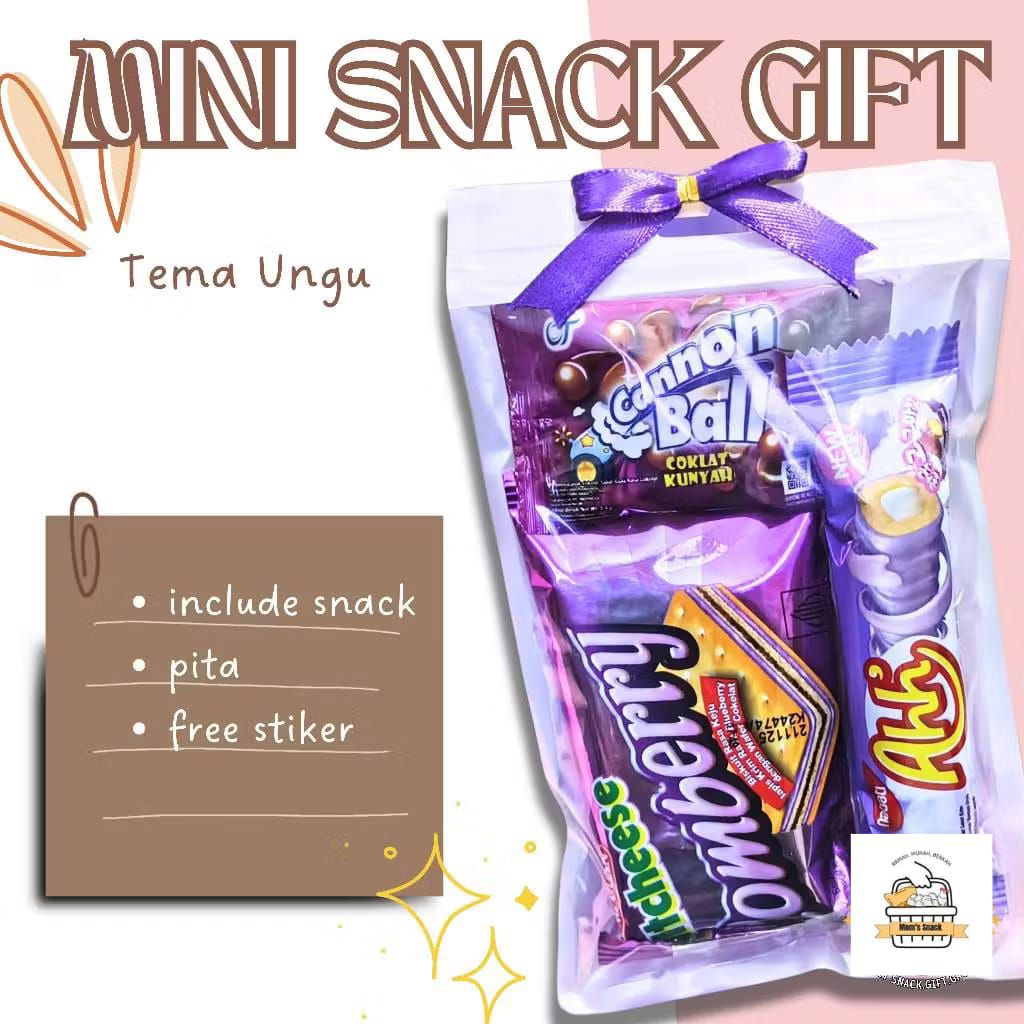 

Ready stok - mini gift Snack Tema warna ungu/ mini gift/ hampers Snack/ snack ultah/ freebie Snack