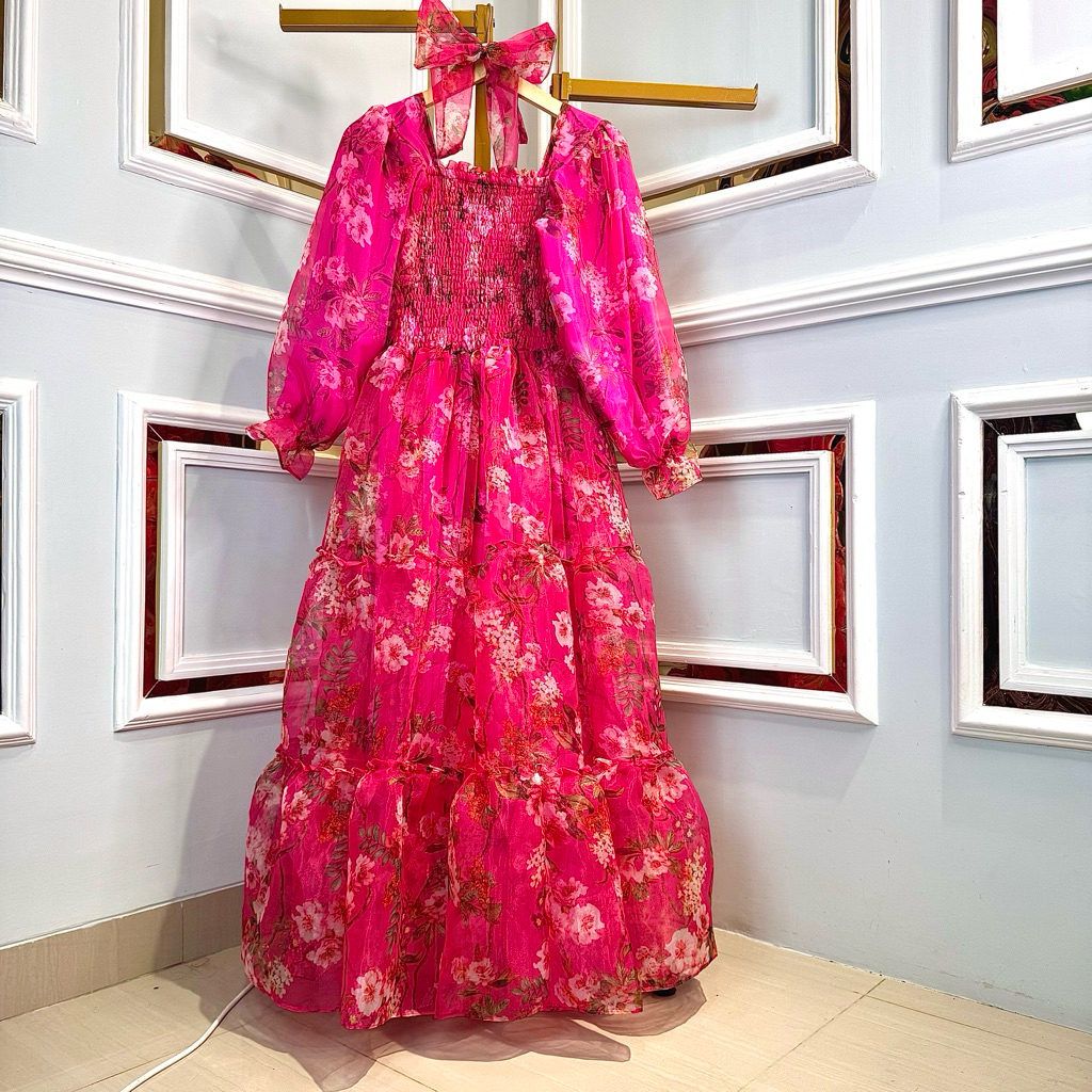 Long Dress Princess Organza Sakura Pink