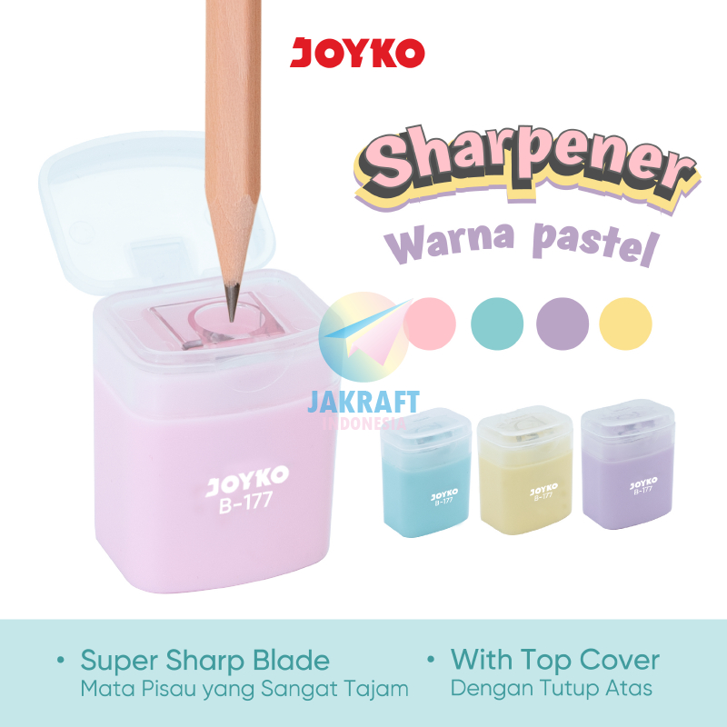

(24 Pcs) GROSIR Serutan JOYKO B-177 Rautan Segala Pensil Kayu Tong Sampah Pastel 1 Lubang Trash Bin Wooden Pencil Sharpener Tajam | PACK