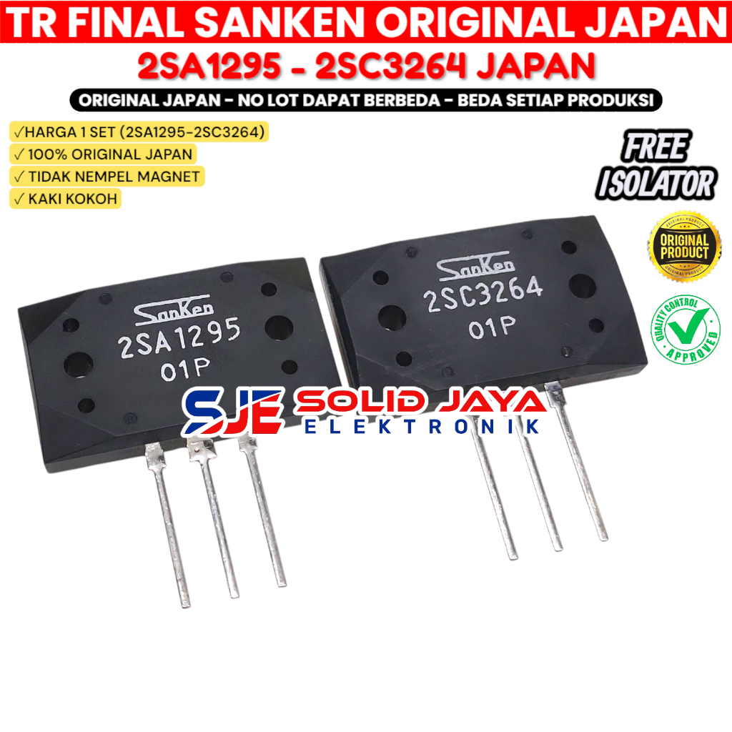 TR FINAL SANKEN 2SA1295 2SC3264 ASLI TRANSISTOR 2SA 1295 2SC 3264 A1295 C3264 JAPAN JEPANG ORIGINAL