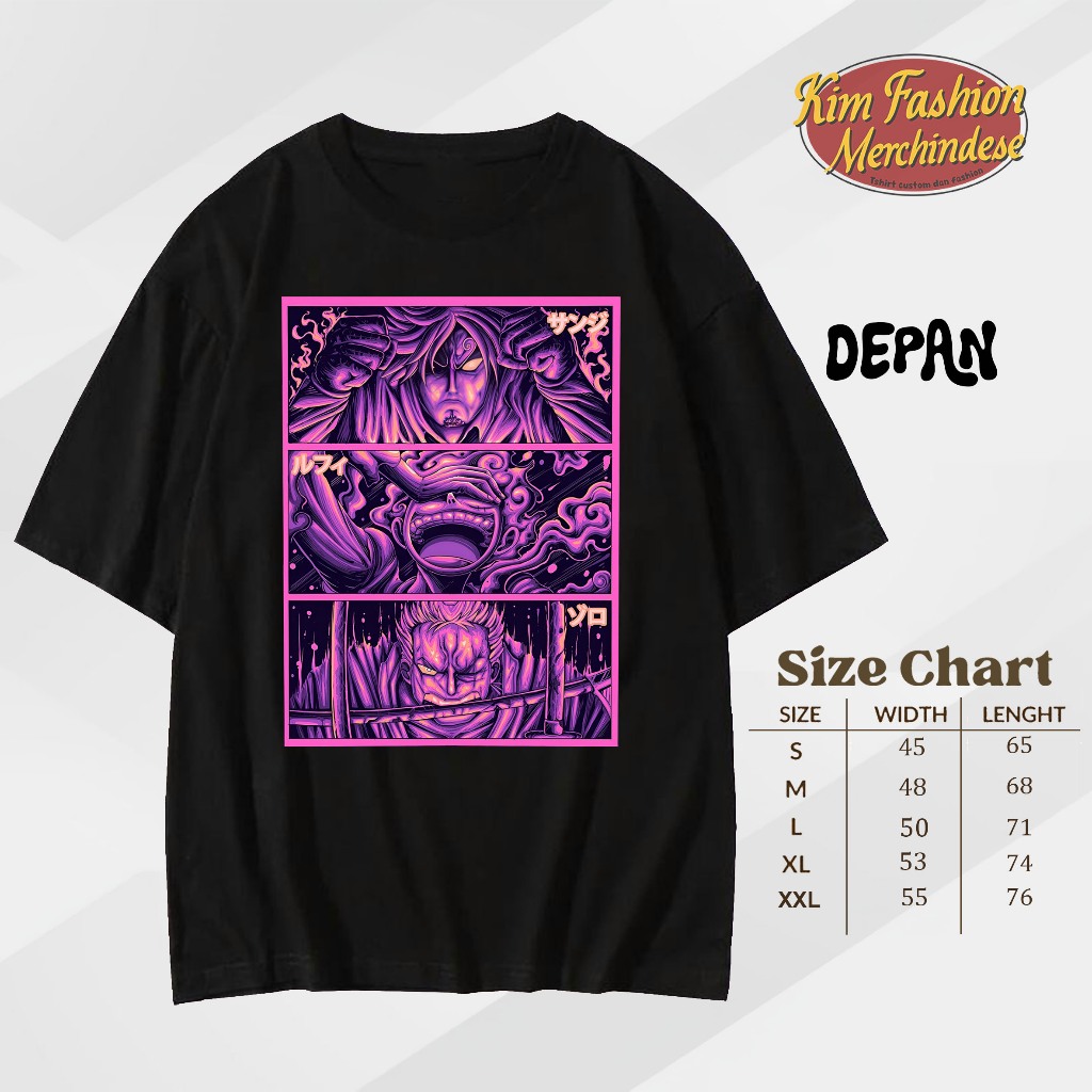 KIMFASHION988 - Kaos one piece  - SANJI LUFFY ZORO - COCOK UNTUK PANITIA PRIA DAN WANITA