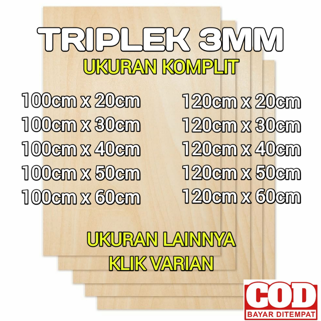 Triplek 3mm untuk bahan kerajinan kreatif ukuran komplit