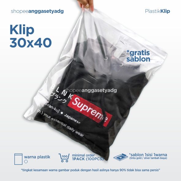 Plastik Ziplock  40x30 Sablon plastik Klip 30x40