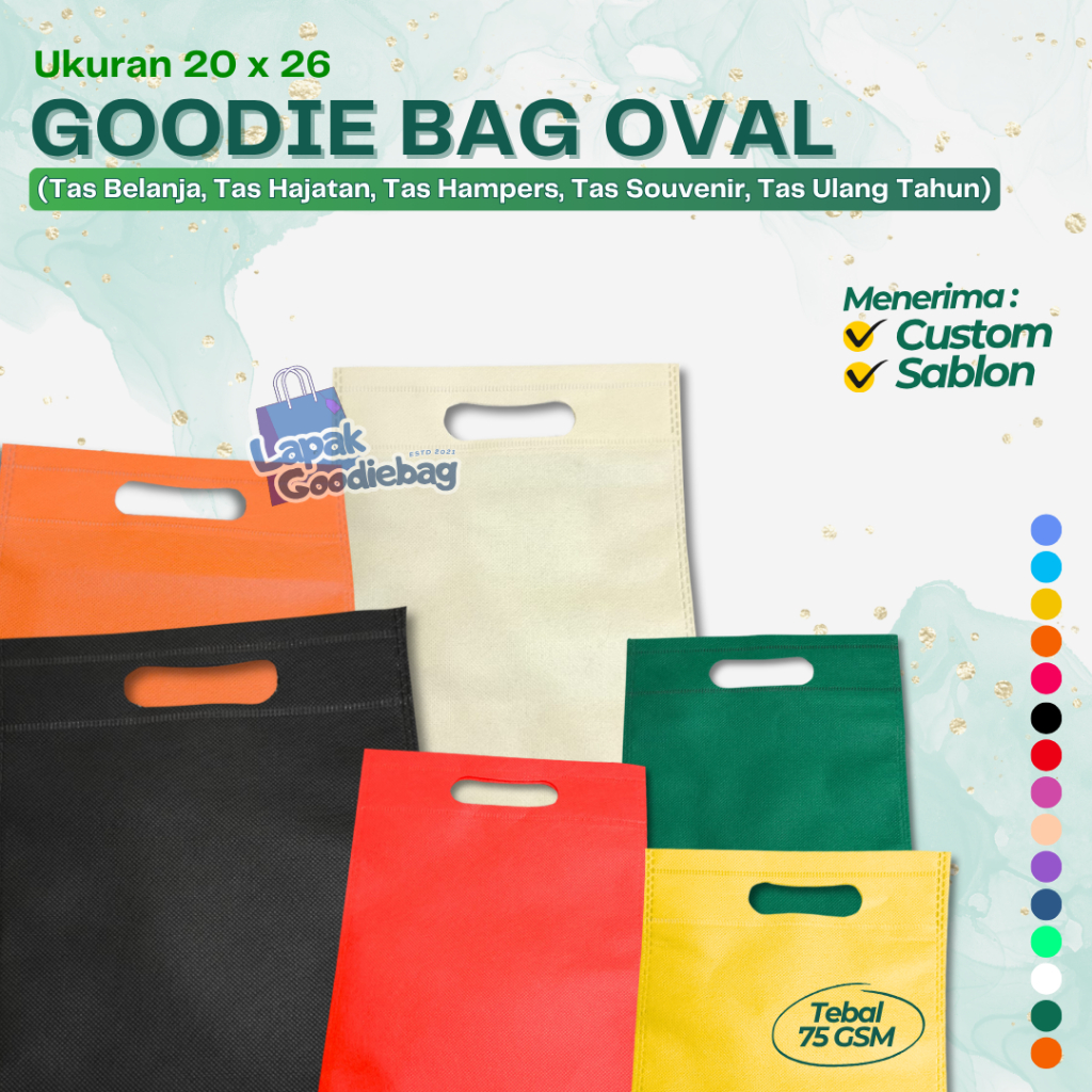 

1PCS Goodie Bag OVAL 20X26 Tas Belanja Spunbond Souvenir Bingkisan Ulang Tahun Anak Kado Hampers Hajatan Pernikahan