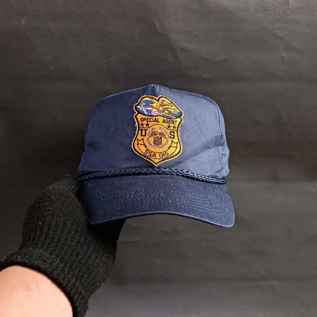 Topi Vintage Rope Hat Unisex Pria Wanita US SPECIAL AGENT Navy