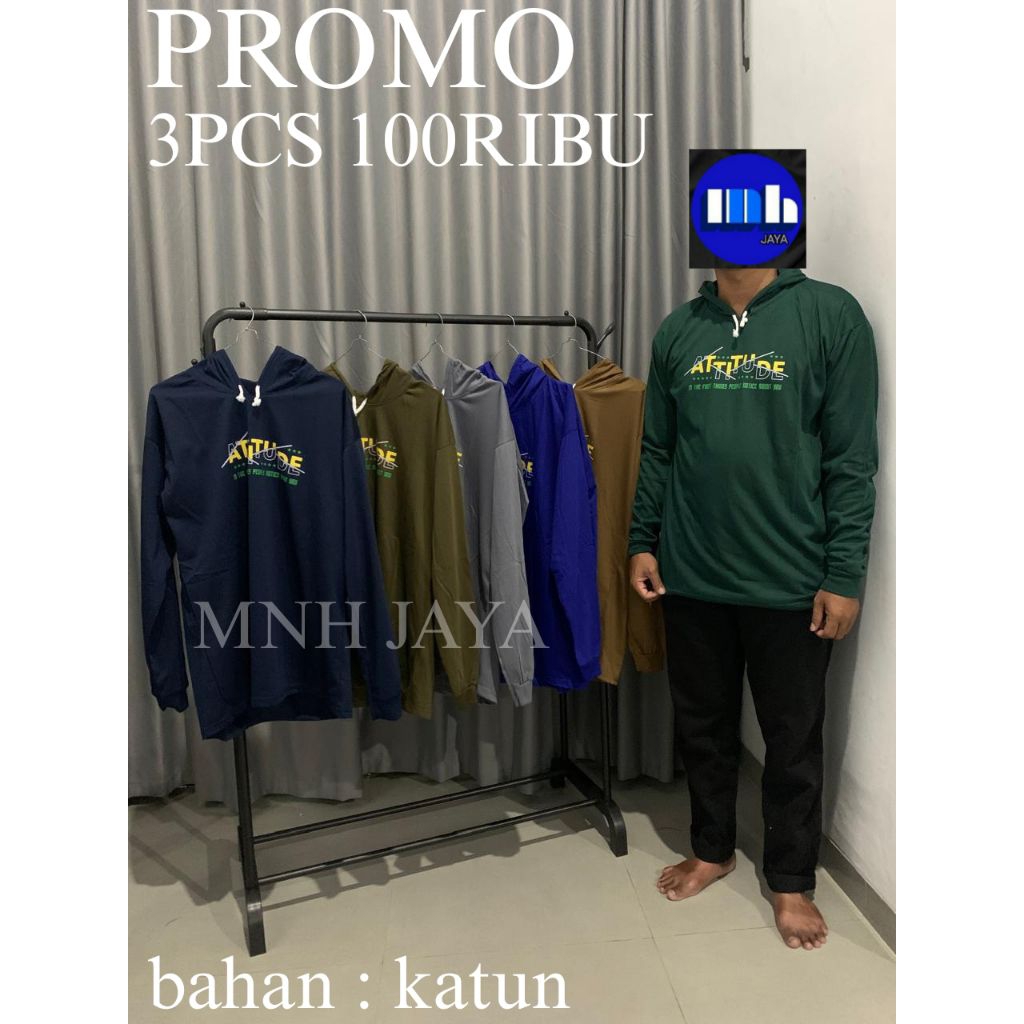 100Ribu dapat 3pcs Kaos sawah  lengan panjang kupluk/Hoodie Lengan Panjang/Kaos lengan panjang kuplu