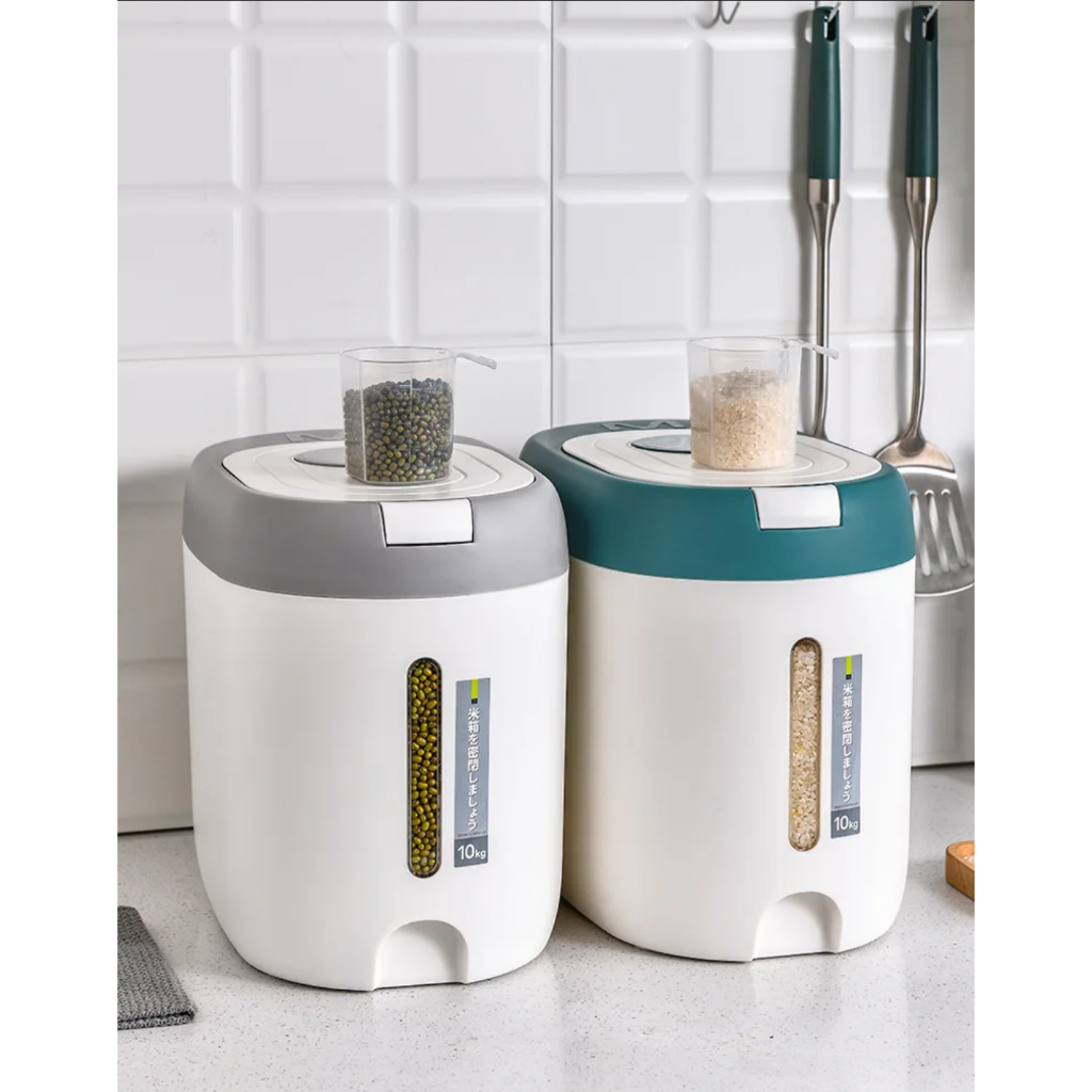 Dispenser Beras Otomatis 10kg / Wadah Beras Modern / Tempat Penyimpanan Beras Praktis
