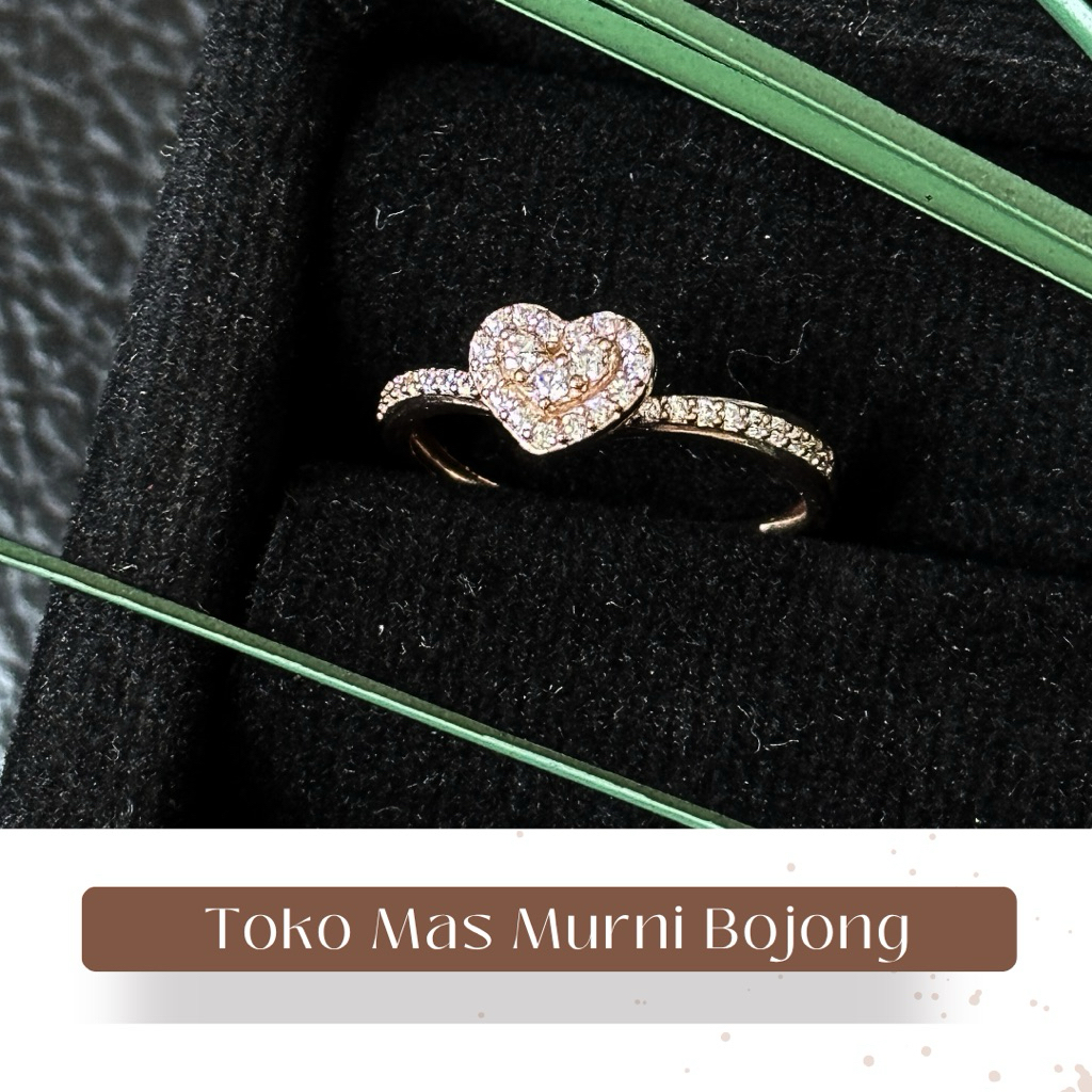 cincin emas model love permata 6K toko mas murni