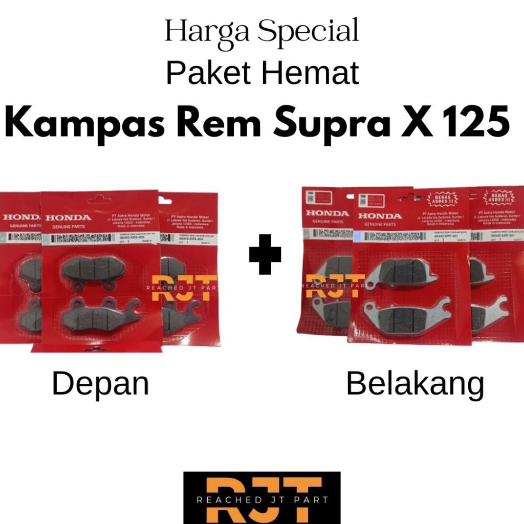 Kampas Rem Supra X 125, 1 Set Depan Belakang, Kampas Rem Depan, Kampas Rem Belakang, Supra X 125
