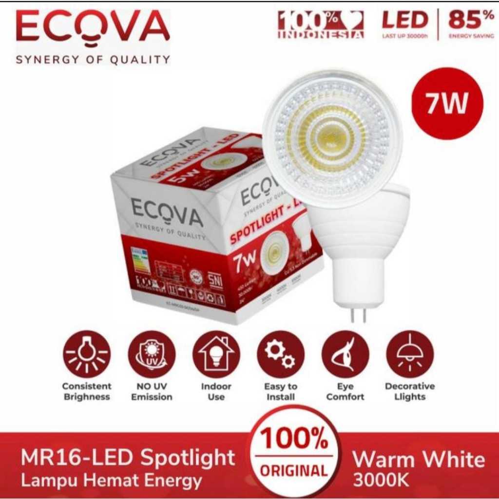 Ecova Lampu LED Spotlight MR16 Slim Body GU 5.3 7W 7WATT 7W - Kuning 3000K