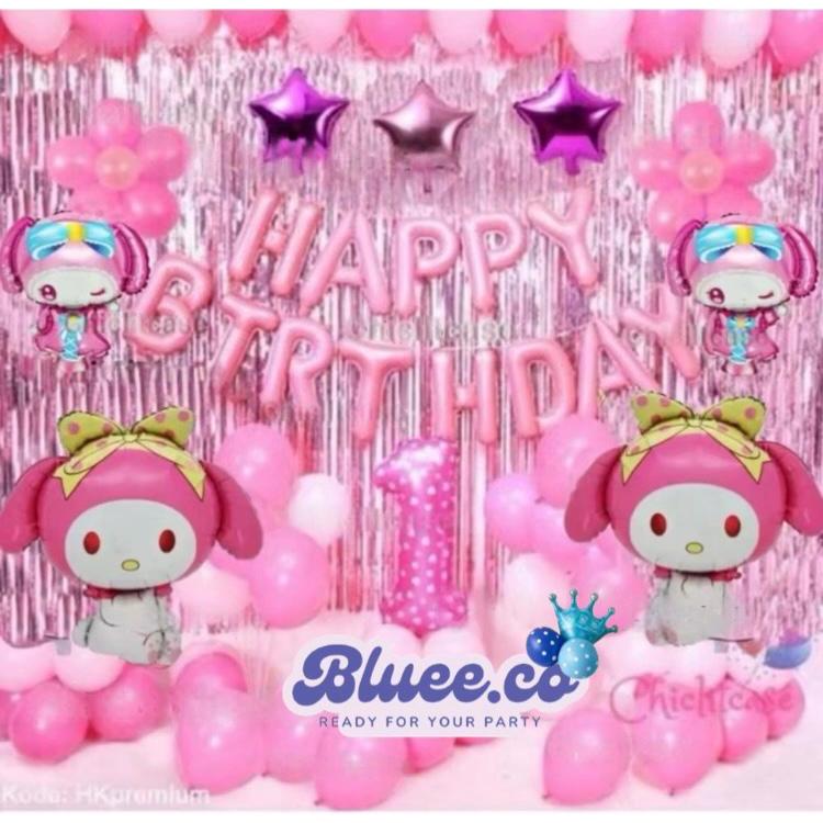 Dekor Tema SANRIO MELODY/Dekor Pink/Dekor Ultah Anak Cewe