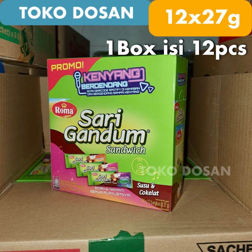 

[Box] Roma Sari Gandum Sandwich Cokelat Isi 12pcs [Tanpa min pembelian]