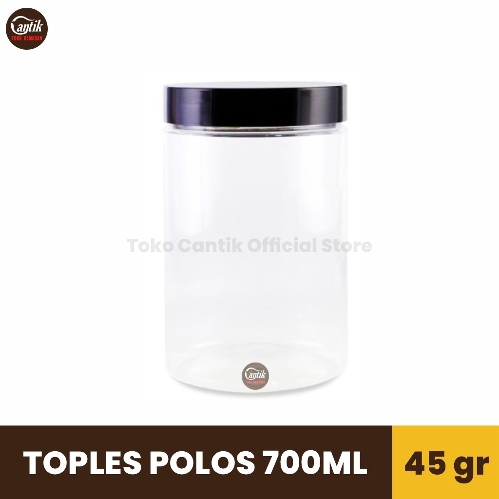 (1 PCS) TOPLES JAR PLASTIK POLOS 700 ML + TUTUP TOPLES PLASTIK