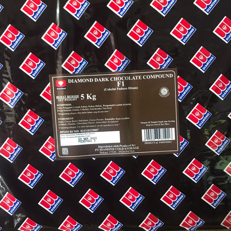 

Coklat Blok - Dark Chocolate Compound Diamond 5kg - Block Gosend/Grab Only!!