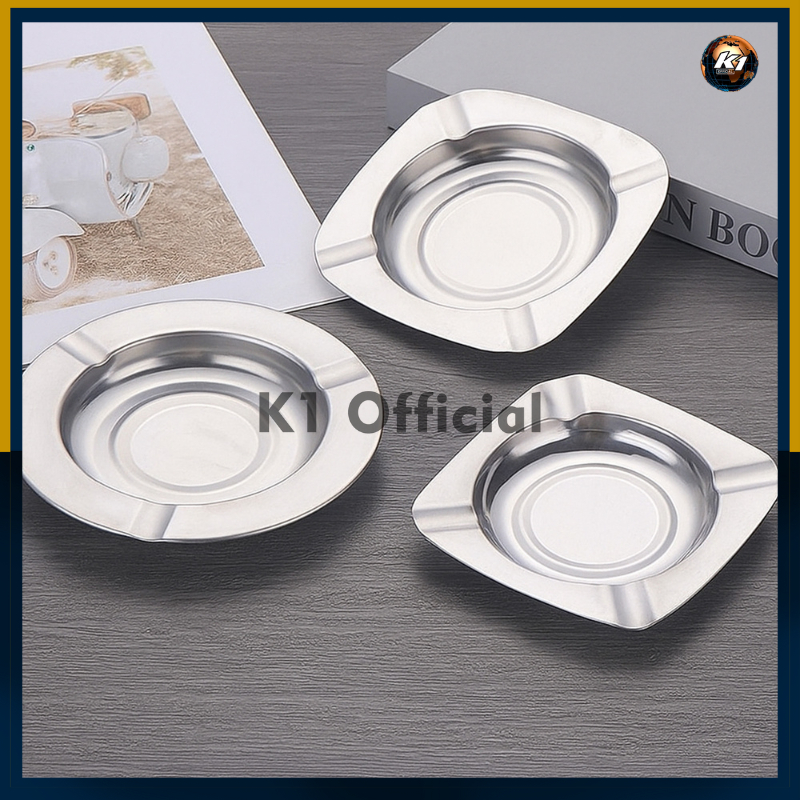 K1-ASBAK ALUMUNIUM ASBAK PETAK ASB-01 TEMPAT PUTUNG ROKOK STAINLESS PACKING AMAN