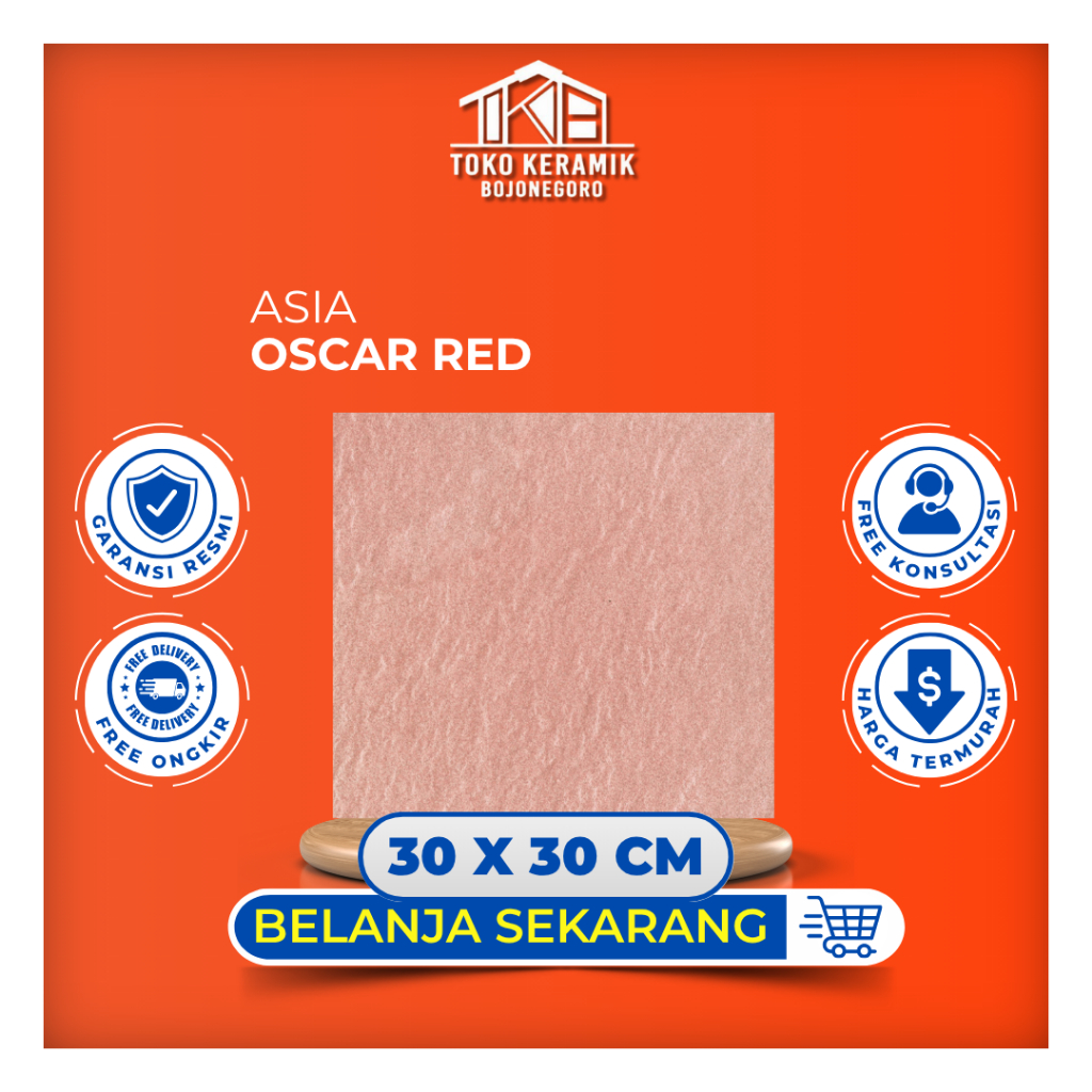 Keramik Lantai Marmer Matte Drop 30x30 Asia Tile Oscar Red