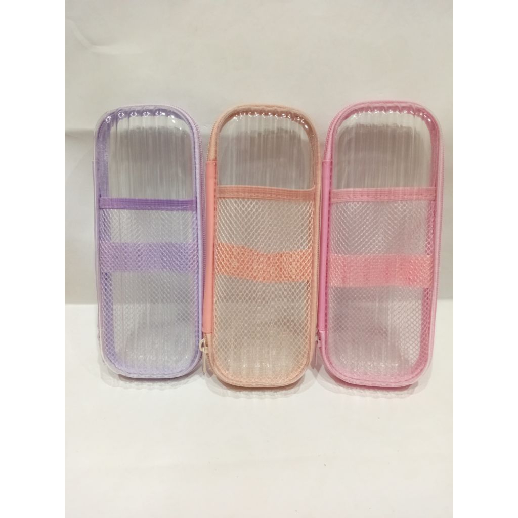 

Tempat Pensil Sleting Mika Transparan Tebal Xiaolingjing 18508-B