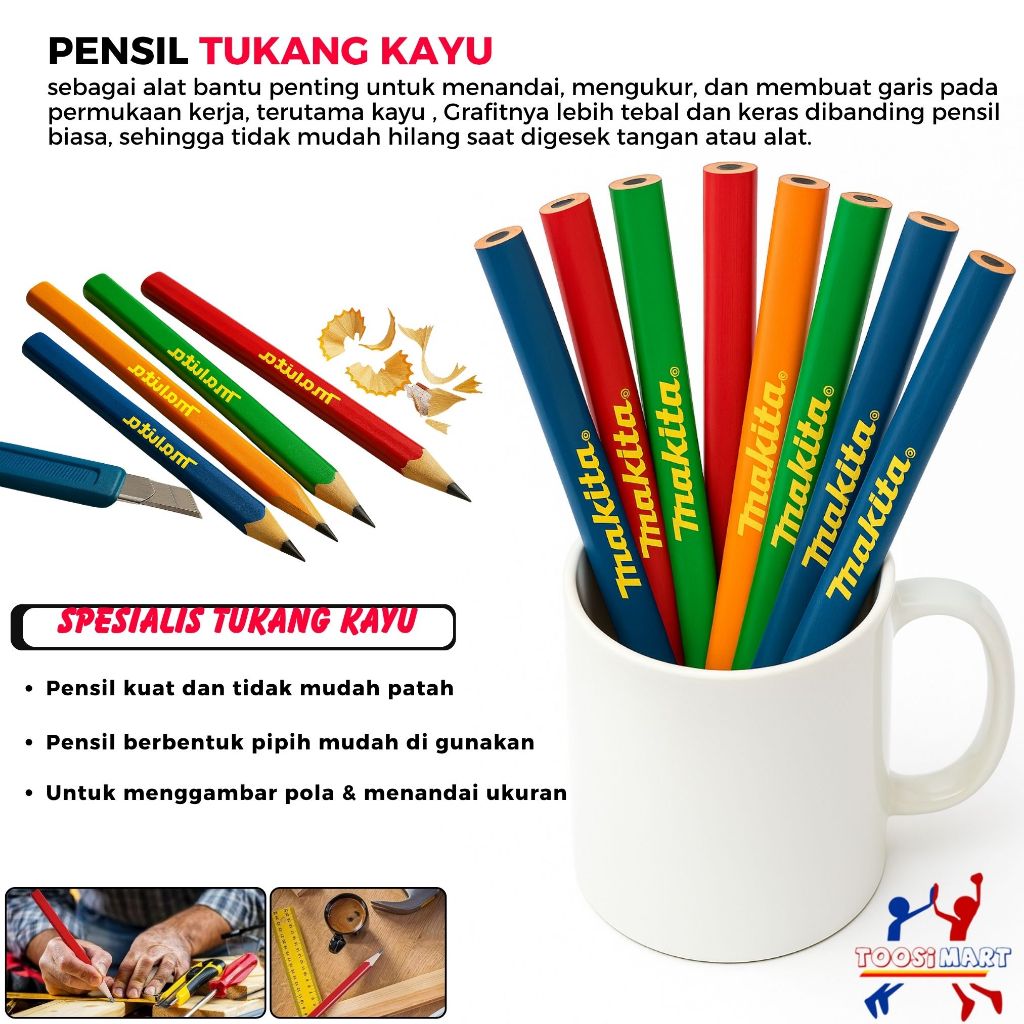 

Pensil Pipih Tukang Kayu / Alat untuk Tukang Kayu Pipih Proyek Arsitek Mebel Furniture