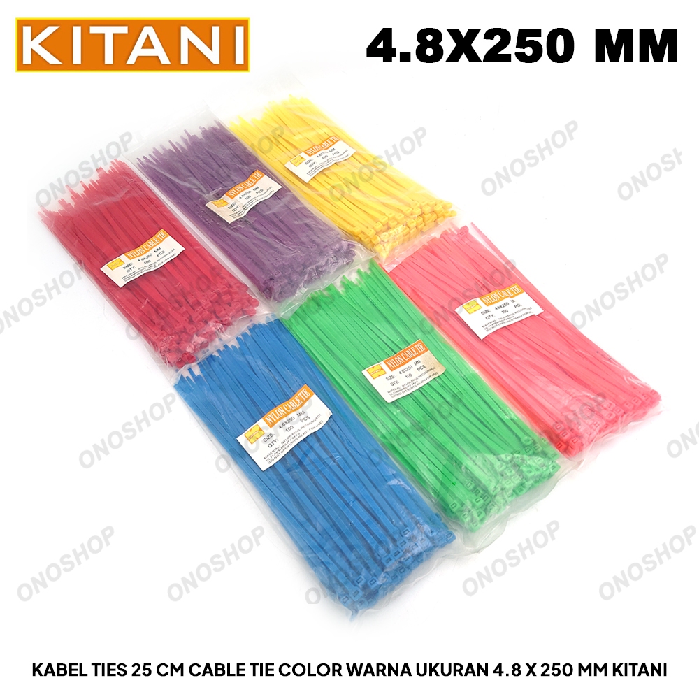 

Kabel Ties 25 cm Cable Tie Color Warna Ukuran 4.8 x 250 mm Kitani