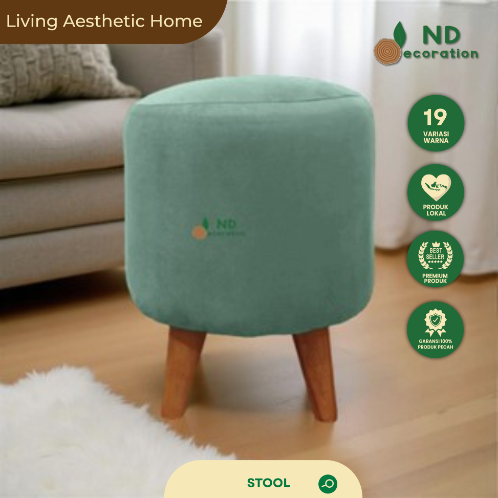 SOFA STOOL BULAT /STOOL KANVAS MOTIF DAUN/SOFA STOOL/STOOL BULAT/KURSI STOOL/KURSI STOOL BULAT