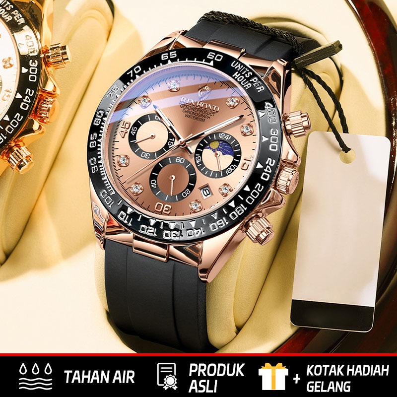 BINBOND Jam Tangan Pria Bisnis Mewah Jam Tangan Tahan Air  Lampu malam tanggal Jam tangan kuarsa
