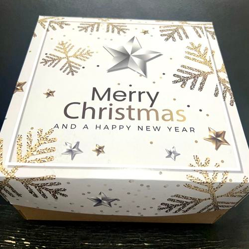 

box duplex natal motif star christmas kemasan hampers kue dus packing snack lapis legit bolu ukuran 22x22x12 cm