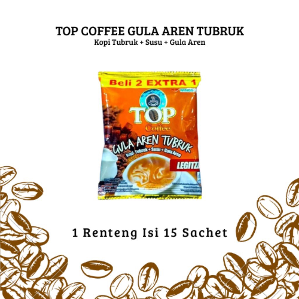 

TOP COFFEE GULA AREN TUBRUK ( 1 Renteng Isi 15 Sachet)