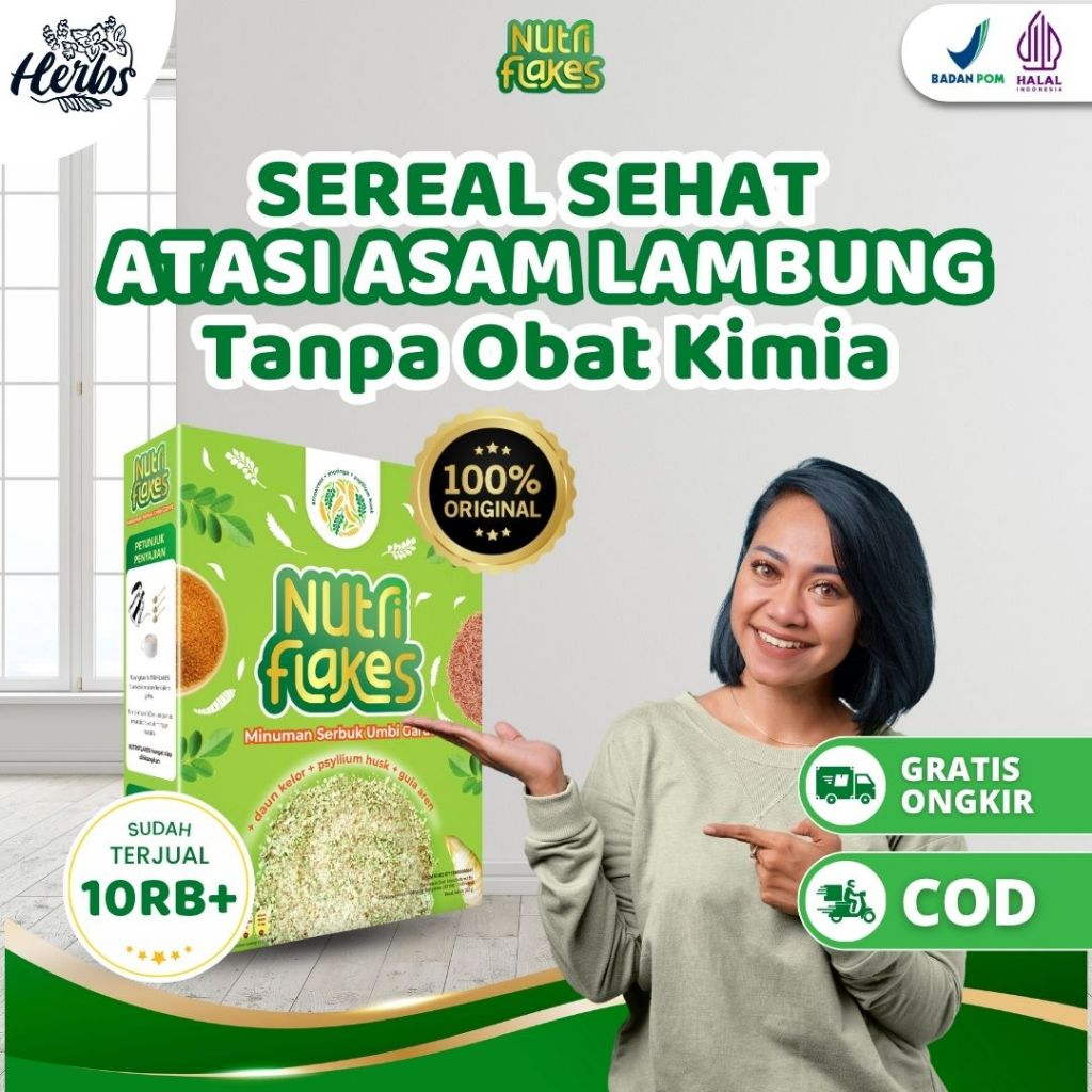 

[TERLARIS] Nutriflakes - Original 100%. Sereal Umbi Garut Ekstrak Daun Kelor. Suplemen Makanan Diet. Ampuh Atasi Asam Lambung, Gerd, dan Maag. Bantu Kontrol Kolesterol.