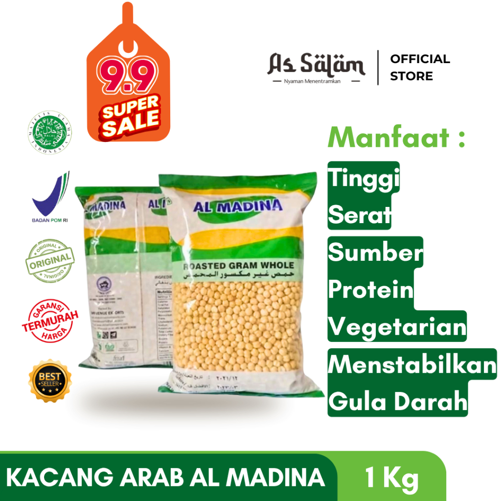 

9.9 SUPER SALE ! - Kacang Arab Al Madina Tinggi Protein Vegetarian Kualitas Import Terbaik - 1 Kg